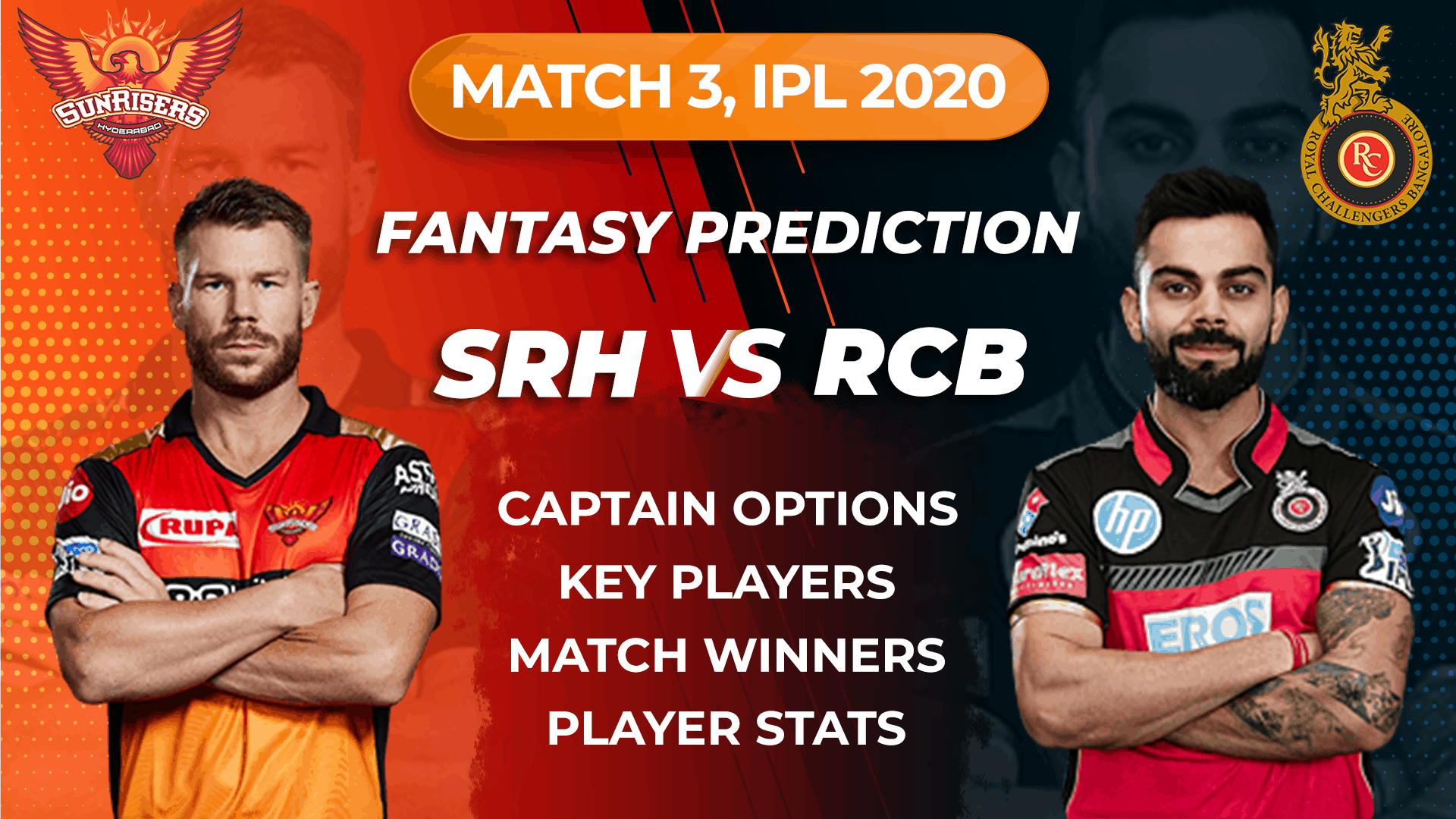 Video Srh Vs Rcb Dream11 Ipl 2020 Prediction Tips Captain Options Player Stats